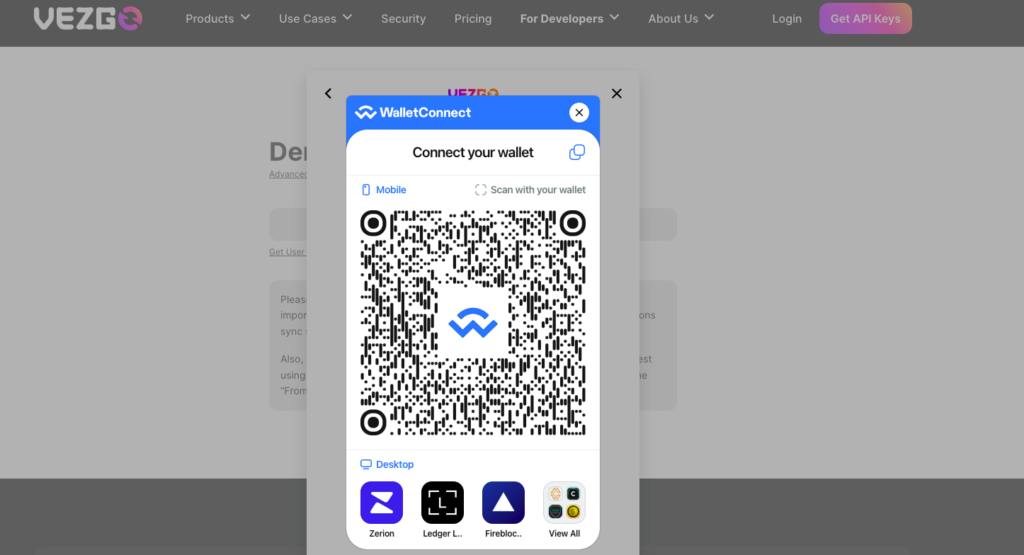 Vezgo and Wallet Connect